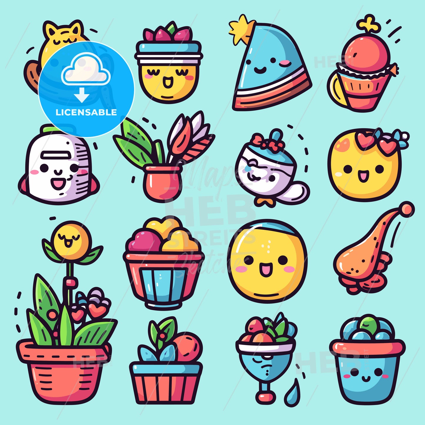 Colorful Easter icons - vector set