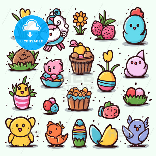 Colorful Easter icons - vector set