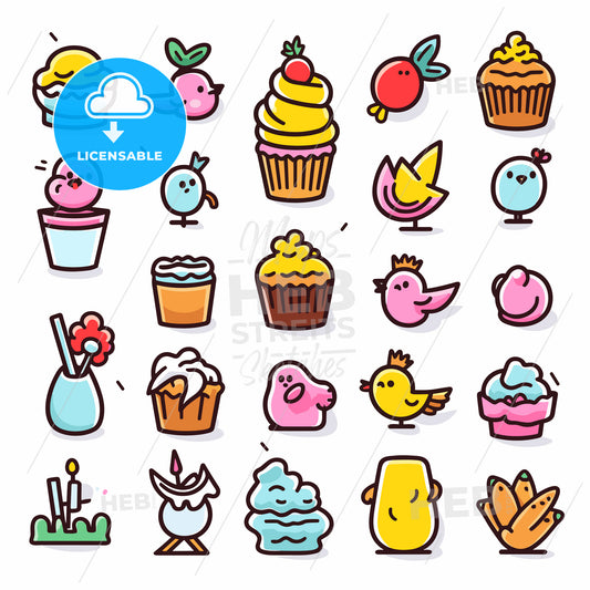 Colorful Easter icons - vector set