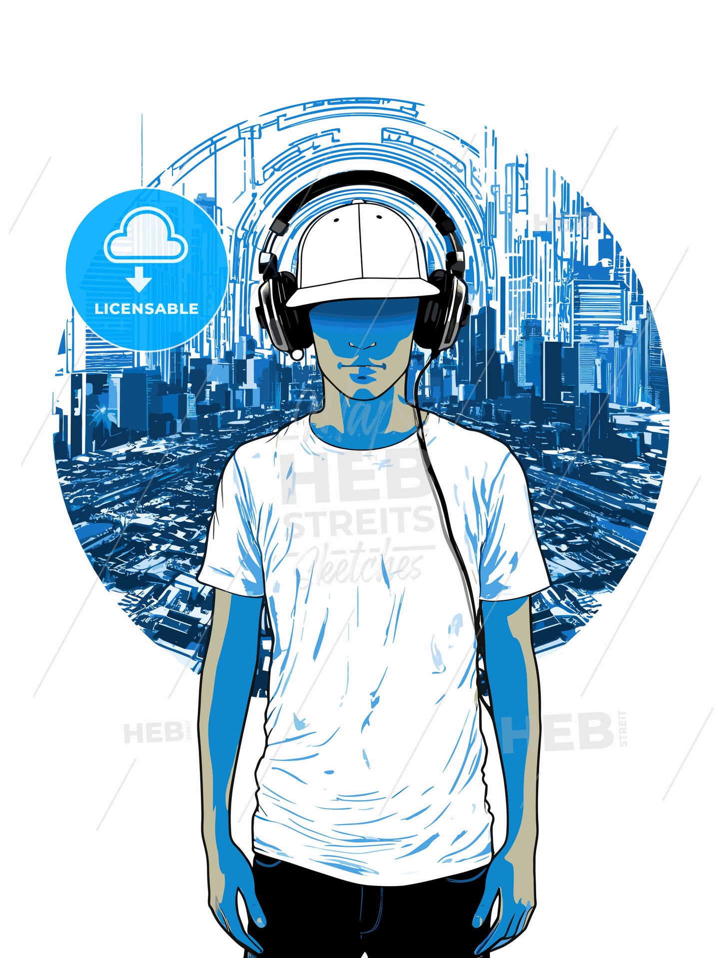 Disk jockey with an urban background