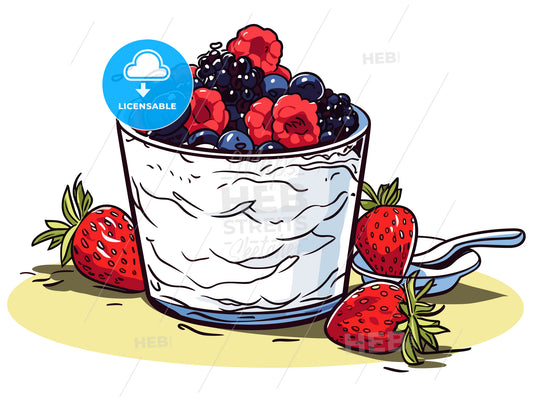 Fresh yogurt with cereal and wild berries