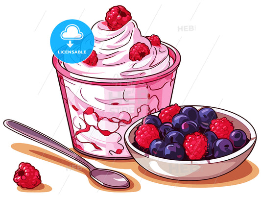 Fresh yogurt with cereal and wild berries