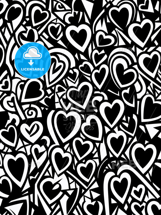 Graffiti Black and White Love Pattern Doodle