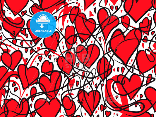 Graffiti Red and White Love Pattern Doodle