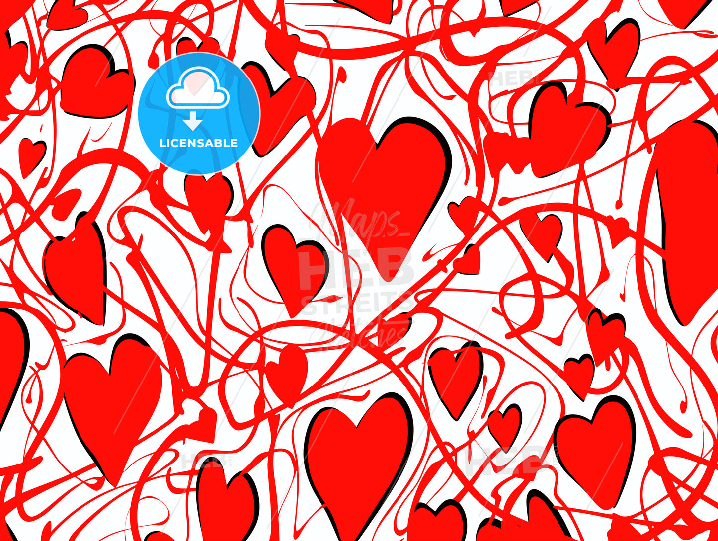 Graffiti Red and White Love Pattern Doodle