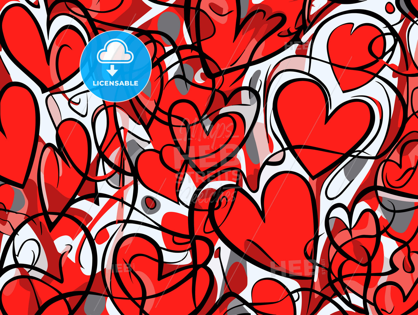 Graffiti Red and White Love Pattern Doodle