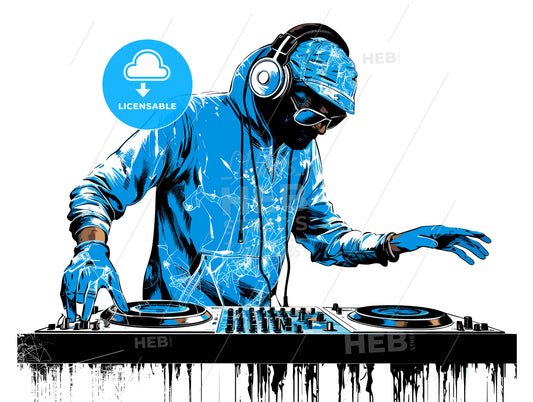 Illustration of the dj playing progressive electro