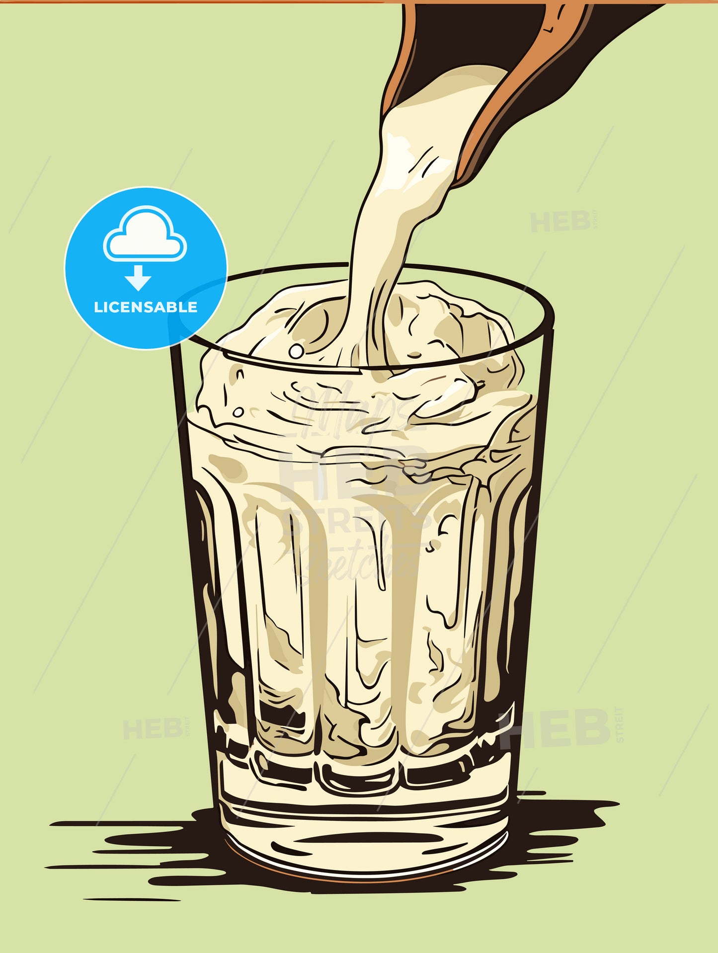 Irish creme liqueur pouring into a glass full of ice