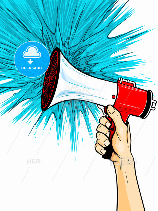 Red megaphone announcement poster