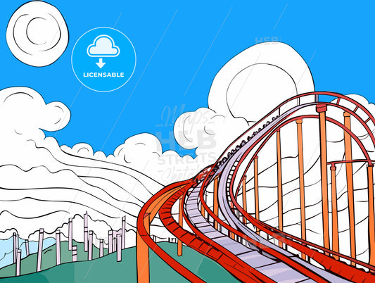 Rollercoaster in amusement park in summer