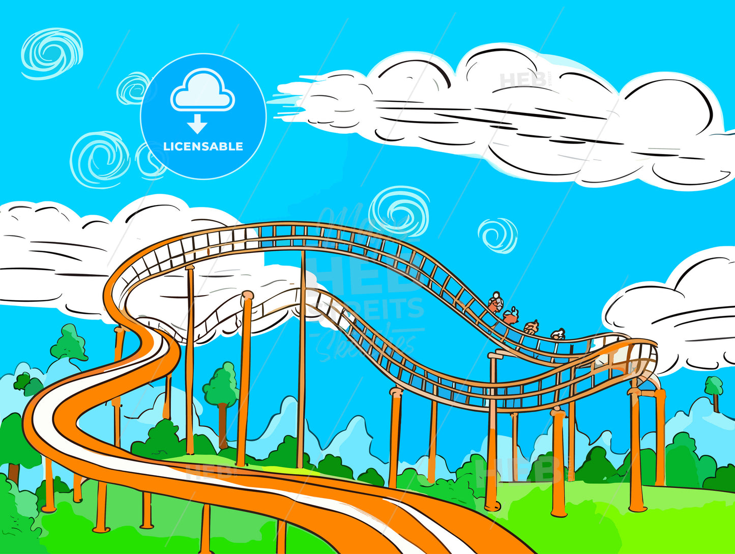 Rollercoaster in amusement park in summer