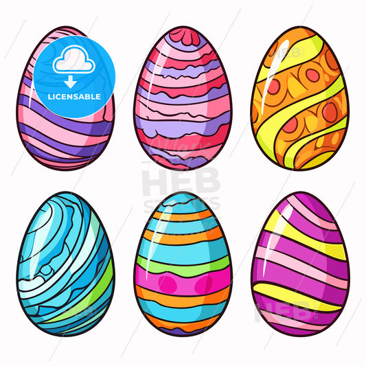 Set of colorful decorated easter eggs