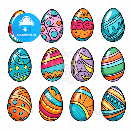 Set of colorful decorated easter eggs