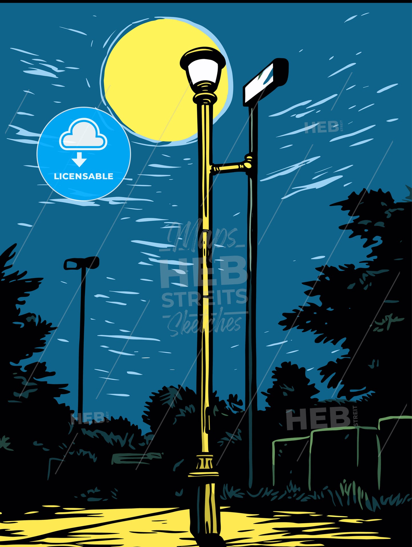 Solitary lamppost trying to shine its yellow light