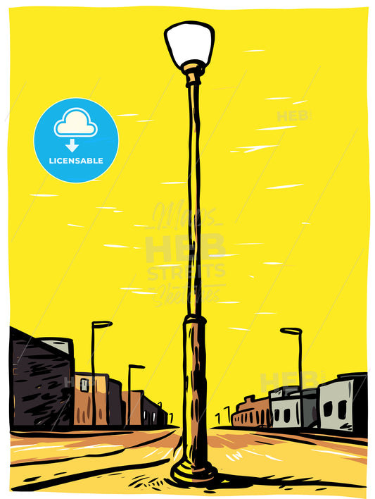 Solitary lamppost trying to shine its yellow light