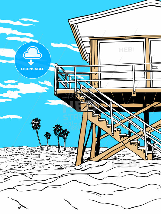 The Lifeguard tower on Venice beach Los Angeles CA