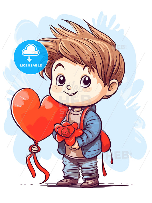valentines day greeting card with a cute little boy