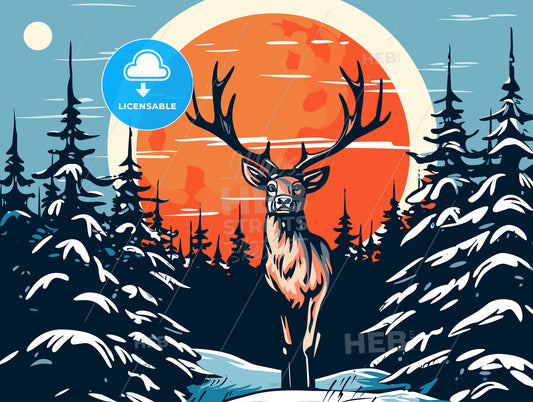 vector christmas illustration of red nosed reindeer