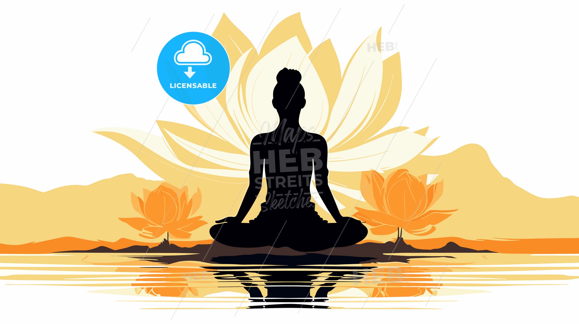 Silhouette Woman Practicing Yoga In Lotus Position Stock Vector by  ©AndreyPopov 53302199