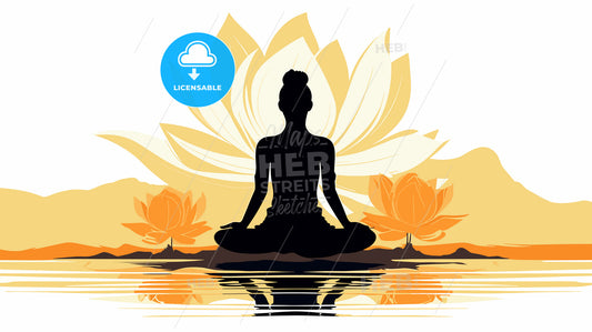 Yoga meditation in lotus pose by man silhouette