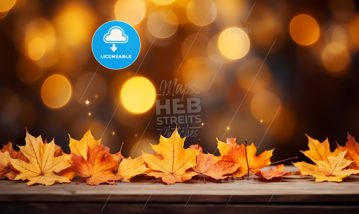 A Group Of Orange Leaves On A Wood Surface