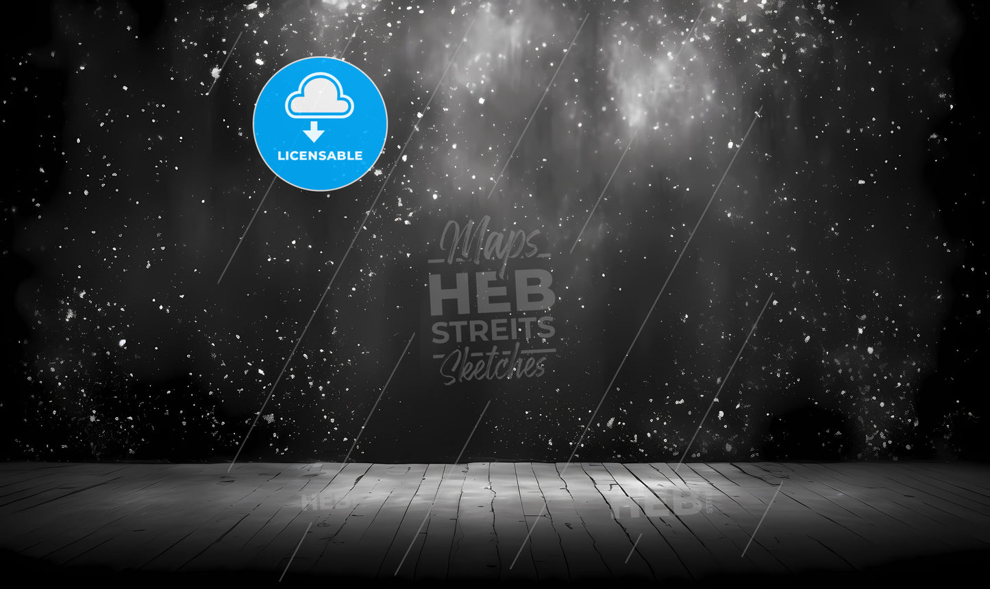 A Stage With Snow Falling On The Wall