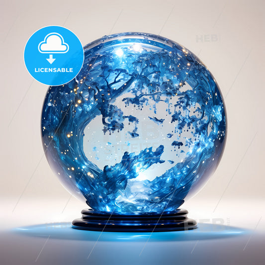 A Blue Sphere With A Light Inside