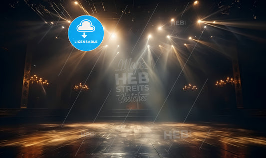 A Stage With Lights And A Wooden Floor