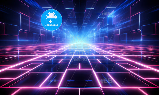 A Blue And Pink Lights In A Room