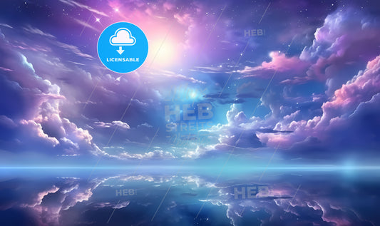 A Colorful Sky With Clouds And Stars