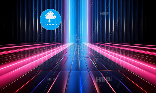 A Blue And Pink Lights In A Room