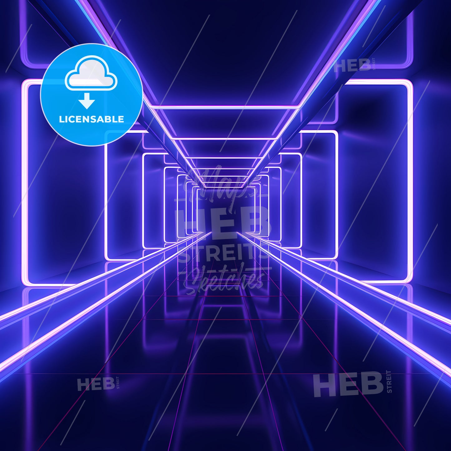 A Purple And Blue Lights In A Room