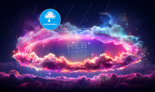 A Rainbow Colored Clouds And Stars