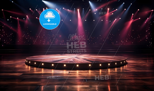 A Stage With Lights And A Wooden Floor