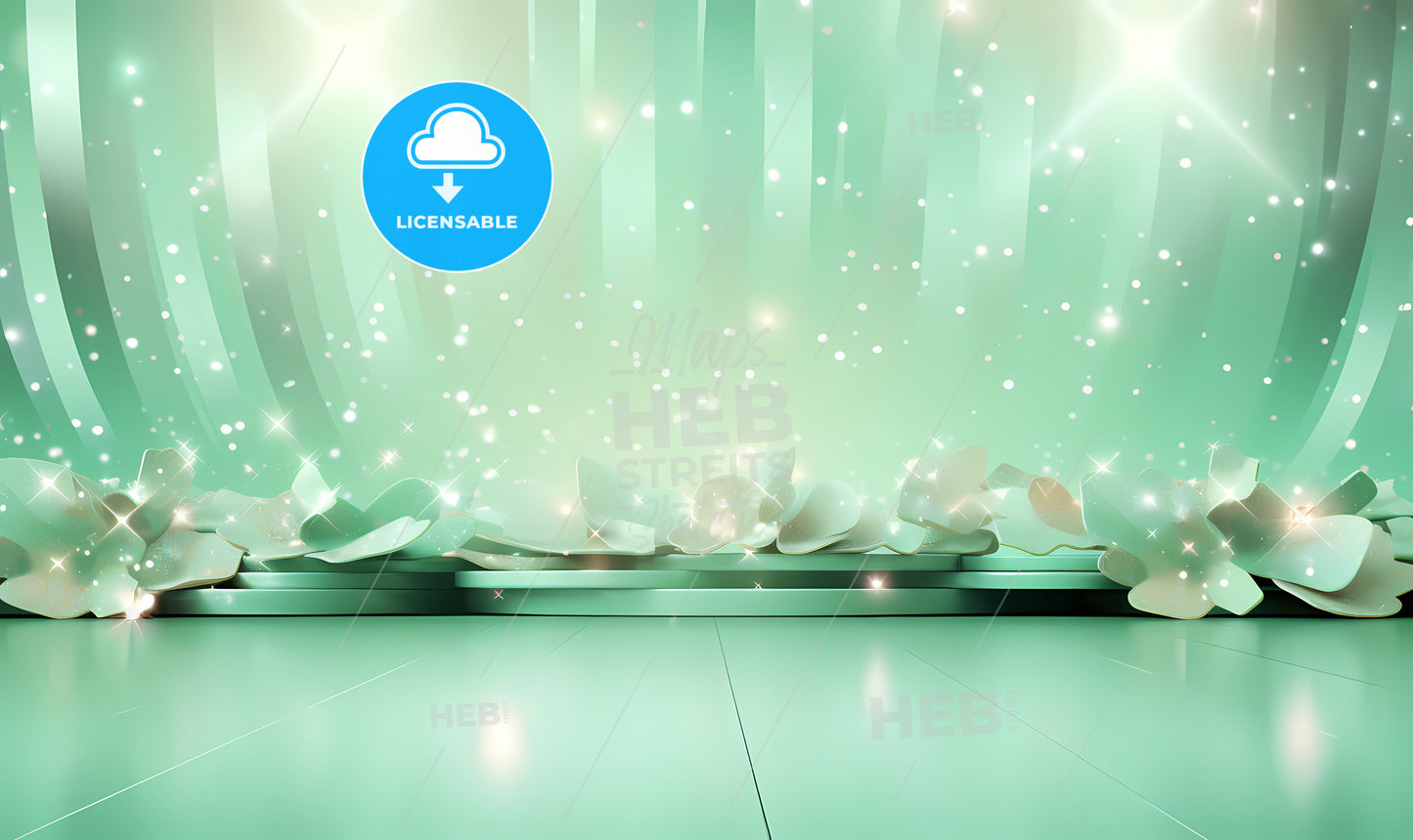 A Green Background With Lights And Stars