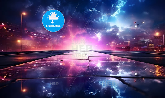 A Road With A Bright Light In The Background