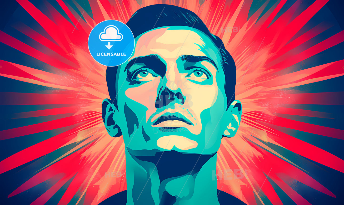 A Man Looking Up With Bright Light Behind Him