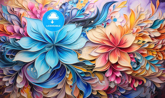 A Colorful Artwork With Flowers
