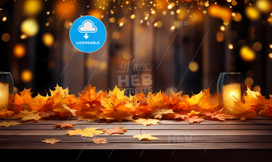 A Group Of Yellow Leaves On A Wooden Surface