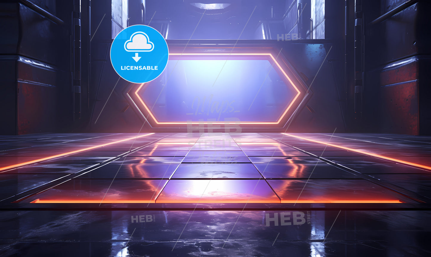 A Room With A Hexagon Shaped Light