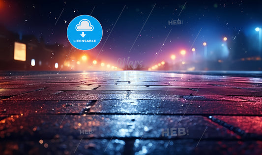 A Wet Brick Road At Night