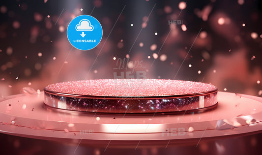 A Round Pink Podium With Glitter