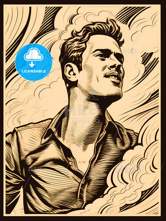 A Man Looking Up To The Sky