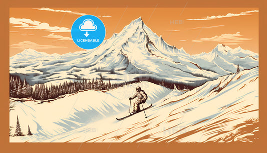 A Person Skiing Down A Snowy Mountain