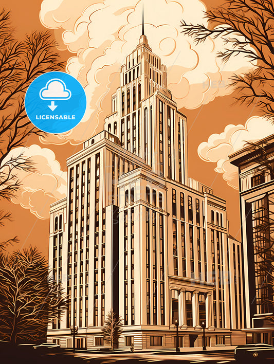 A Tall Building With A Tower