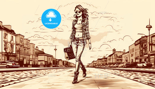 A Woman Walking On A Street