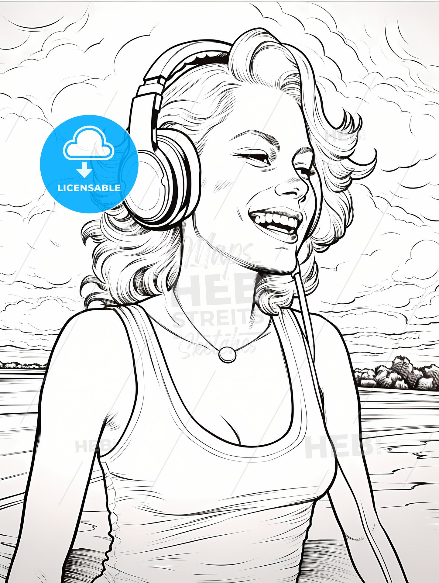 A Woman Wearing Headphones