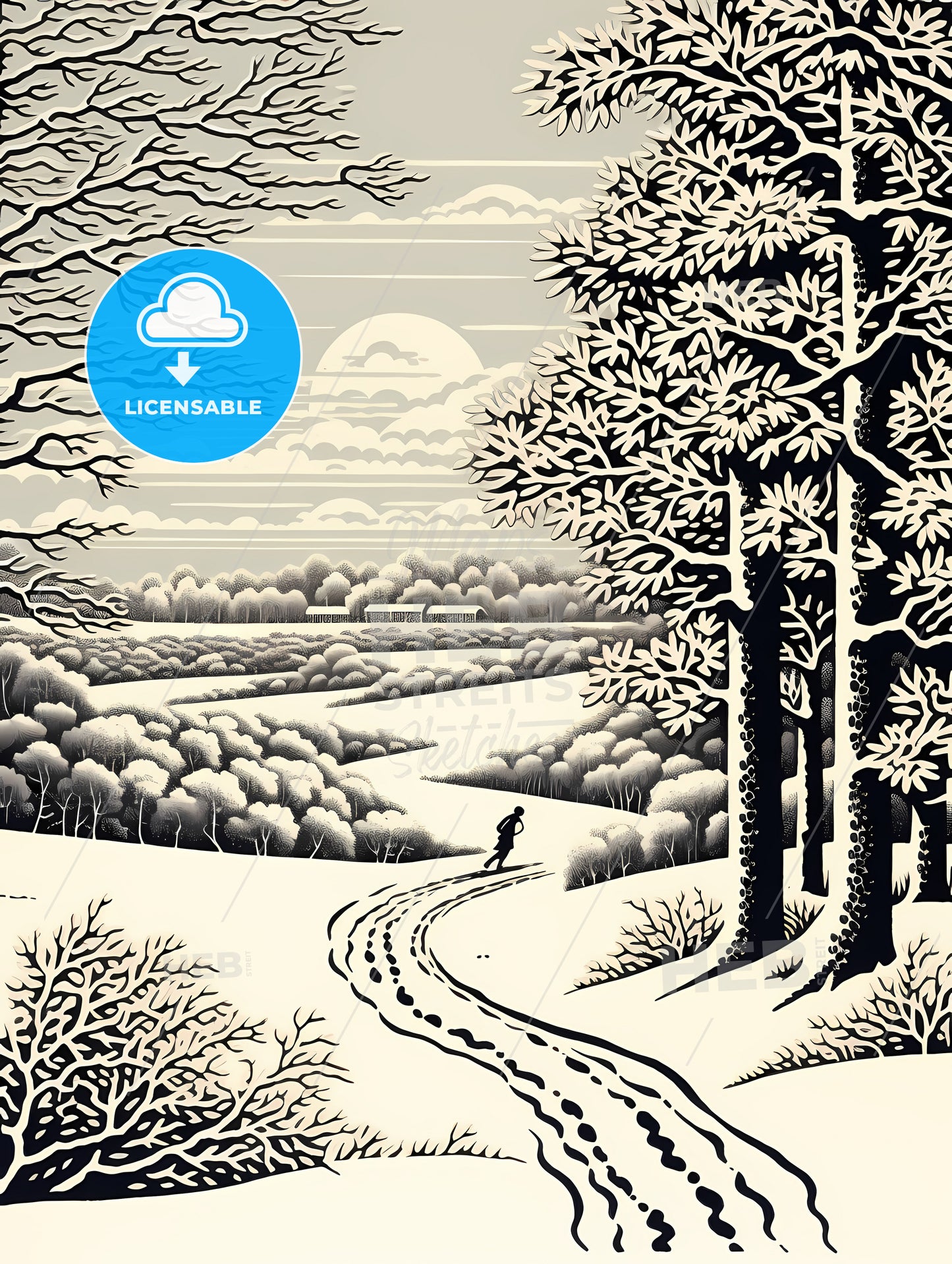 A Person Skiing In A Snowy Landscape