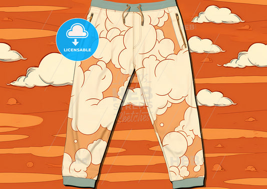 A Pair Of Pants With Clouds On It