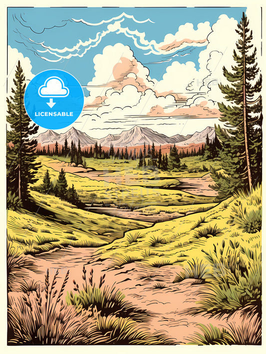 A Landscape With Trees And Mountains